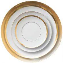 Fine Bone China Wholesale Cheap Porcelain Plate With Gold Rim