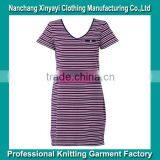 Cotton Women's Casual Clothing/Short Sleeve Yarn Dyed Dress/Women V Neck Dress thumbnail-1