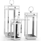 stainless steel outdoor / large clear glass hurricane lantern / hurricane candle holder lanterns manufacture