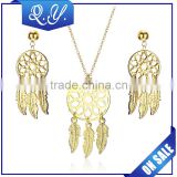 Indian Bridal Necklace Set Golden Leaf Necklace Earrings Jewelry Set