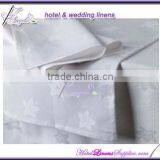 White Round Cotton Damask Tablecloths for Round Table Decorations in Banquets, Events thumbnail-1