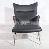 Hans Wegner Leather High Wingback Chair Wing Lounge Chair With Footrest Supplier's Choice thumbnail-2