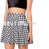 MSkt1014 Factory Wholesale Women Hot Fashion Digital Print White/black Houndstooth Short Skirts