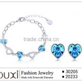 OUXI Silver jewelry set Bracelet & Earring S-2034