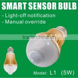 Light sensor LED light bulb with Light-off notification & Manual override (Model:L1 )