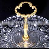 3pcs/set Clear Glass Charger Cake Plate Set With Golden Stand thumbnail-3