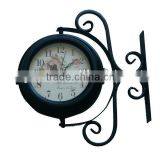 Cheap Wholesale Antique Double Sided Clocks Lighted Beautiful Iron Wall Clock thumbnail-1