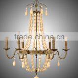 Iron Chandelier IC2008-6AKD-CW Vintage Wood Beaded Chandelier Bead