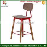 2016 Hot Sale Plywood Antique Wooden Bar Stool High Chair With Pylwood Seat Back
