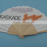 custom design fabric or paper hand fan with wooden ribs
