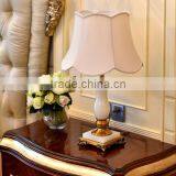 European Design White Jade Lamp Body Metal Accessory Fabric Lampshade Living Room Table Lamp thumbnail-1