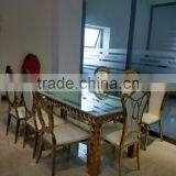 Hote Sale Rose Gold / Golden Stainless Steel Wedding Table With Mirror Glass thumbnail-1