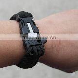 Outdoor Camping Steel Shackle Rope Buckle Whistle Gear Flint Fire Starter Scraper Survival Bracelet thumbnail-2