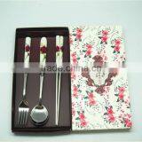 Cutlery Set Stainless Steel, Ice Cream Spoon With Porcelain Handle, Kroean Style Cutlery Set With Promotion Gift Box thumbnail-3