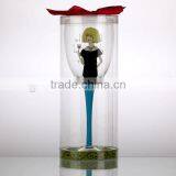 Handmade Party Wedding Wine Glass With Pretty Girl Decal thumbnail-2