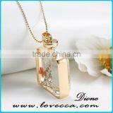 Natural Dried Flower Glass Locket Pendant Necklace for Women thumbnail-4