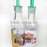 Chinese Favor Decal Square Glass Oil Bottle With Plastic Stopper Tube thumbnail-1