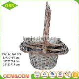 Vintage Handmade Indoor Willow Wicker Artificial Flower Girl Basket With Long Handle for Your Decoration thumbnail-3