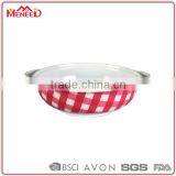 Cheap Plaid Print Handled Round Melamine Restaurant Soup Bowl With Lid thumbnail-2