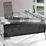 Glass Computer Desk,modern Glass Office Desk,stainless Steel Glass Desk thumbnail-1