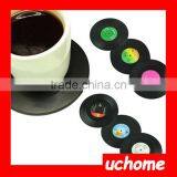 UCHOME 6pcs/ Set Novelty Vinyl Silicone Record Retro CD Type Drink Coasters Cup Mats thumbnail-4