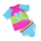 2017 Wholesale Butterfly Printed Summer Swimwear Short Sleeve European Kids Swimwear thumbnail-2