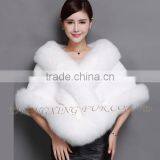 CX-B-M-05E Best Sell Wholesale Price Natural Fox Fur Trim Mink Fur Shawl thumbnail-1