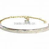 Simply Unique Silver Plated Bangle Bracelet With Extension Link Chain thumbnail-1