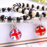 Customized UK Flag Glass Dome Charm Wood Bracelets Jewelry thumbnail-6
