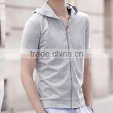 Hot Sale Custom Cotton/spandex Men's Short Sleeve Black Hoodie thumbnail-4