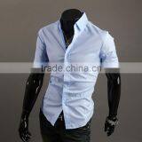 Mens Casual Formal Shirt Short Sleeve Slim Fit Business Shirts thumbnail-5