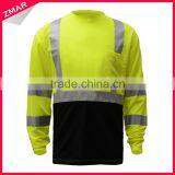 Cut and Sew Mens Long Sleeve Hi-vis Cheap Safety 100% Cotton Reflective T-shirt thumbnail-1