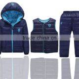 Custom Made New Design Casual Children Kids 3 Pcs Winter Clothing Sets(jacket+vest+pants) thumbnail-3