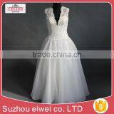 Applique Lace Deep V Neck Wedding Dress thumbnail-2