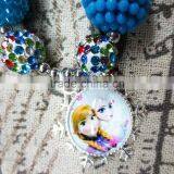 Turquoise Acrylic Bead Princess Chunky Necklace With Pendant thumbnail-2