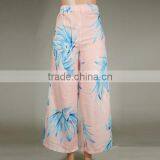 2017Women Casual Pants Loose Printed Leaf Pattern Pink thumbnail-1