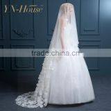Beaded Edged Ivory White Wedding Veil Soft Tulle High Quality Wedding Bridal Veils thumbnail-4