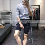 Cultivate One's Morality Men Striped Sleeves Shirts Washed Cotton Embroidery thumbnail-3