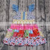 2017 Flutter Sleeve Patchwork Summer Dresses Baby Girls Dress Designs thumbnail-1
