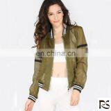 Fashion Stripe Collar Varsity Bomber Jacket Wholesale thumbnail-1