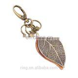 Hot Sale Punk Style Vintage Metal Leaf Leather Keychain thumbnail-1
