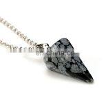 Women Necklaces Stone Pendant Gemstone Necklace Jewelry Crystal Reiki Hexagonal Cone Pendulum Necklaces for Women 21Colors thumbnail-5