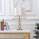 Metal Lamp Base White Fabric Shade Table Lamp Home Decor Led Table Light thumbnail-3