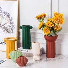 Roman Innovative Nordic Orange Red Ceramic Vase Floral Organ Style Design , Art Decoration Wholesale thumbnail-4