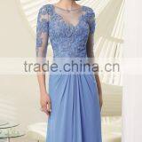 2014 New Arrive Elegant Mother of the Bride Dress With Beading and Appliques High Quality Boat Neck Mother of the Bride Dress thumbnail-3