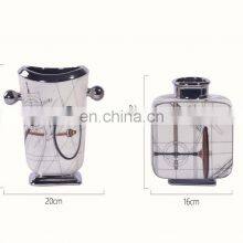 Handmade Modern Creative Decal Porcelain Silver Plated Chinese Modern Flower Decoration Vase for Home thumbnail-4