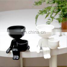 Wholesale Cheap Flower Pots Modern Glazed Ceramic Pot Planter Black Plant Home Decor Decorative Mini Bonsai Body Planters thumbnail-4