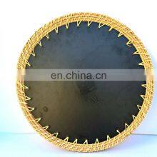 Small Rattan Mother of Pearl Tray, Round Wicker Tray For Table Handwoven Basket for Breakfast Wholesale thumbnail-3