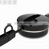 2 in 1 Double Interface Compatible Fast Quick Charger Round Usb Telescopic Data Cable for Iphone and Android Mobile Cell Phone thumbnail-2