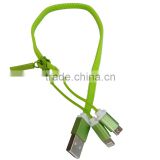 High quality charging and data sync 2 in 1 zipper USB cable